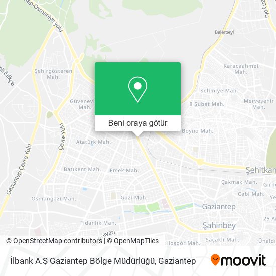 İlbank A.Ş Gaziantep Bölge Müdürlüğü harita