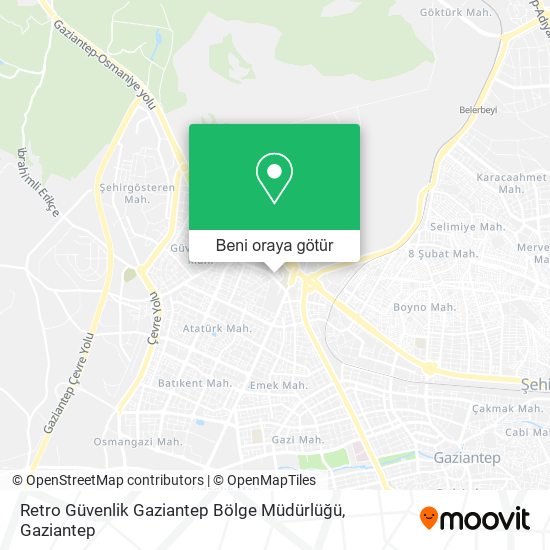 Retro Güvenlik Gaziantep Bölge Müdürlüğü harita
