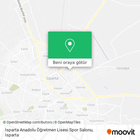Isparta Anadolu Öğretmen Lisesi Spor Salonu harita