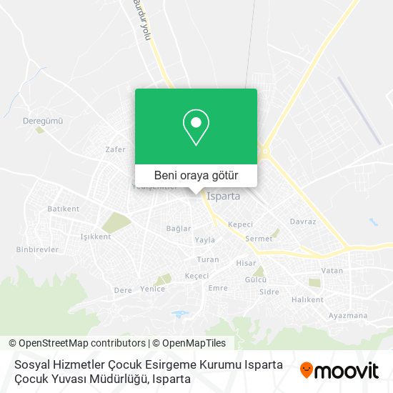 Sosyal Hizmetler Çocuk Esirgeme Kurumu Isparta Çocuk Yuvası Müdürlüğü harita