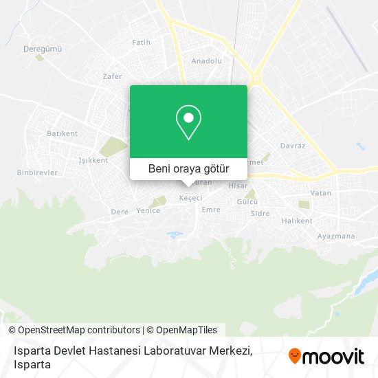 Isparta Devlet Hastanesi Laboratuvar Merkezi harita