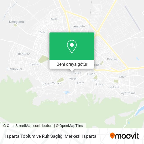 Isparta Toplum ve Ruh Sağlığı Merkezi harita