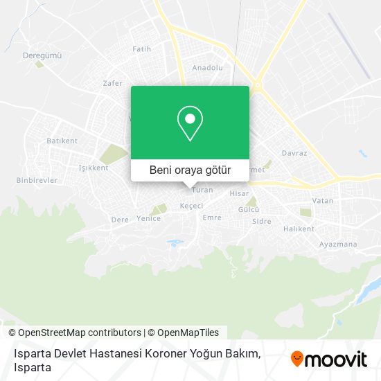 Isparta Devlet Hastanesi Koroner Yoğun Bakım harita