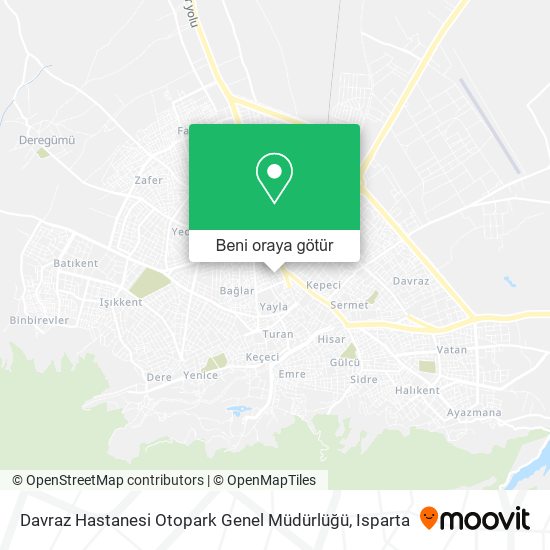 Davraz Hastanesi Otopark Genel Müdürlüğü harita