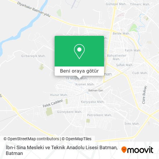 İbn-i Sina Mesleki ve Teknik Anadolu Lisesi Batman harita