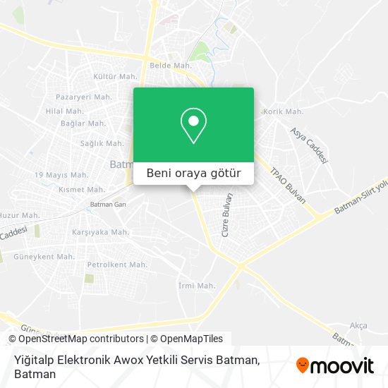 Yiğitalp Elektronik Awox Yetkili Servis Batman harita