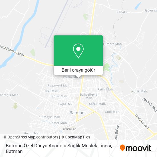 Batman Özel Dünya Anadolu Sağlik Meslek Lisesi harita