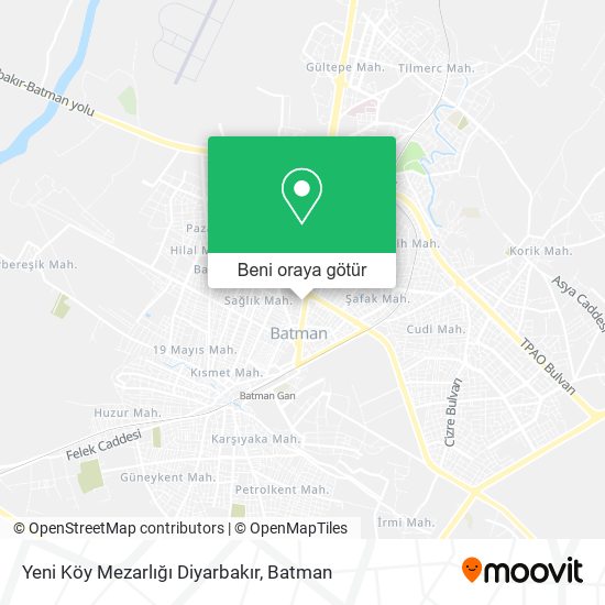 Yeni Köy Mezarlığı Diyarbakır harita