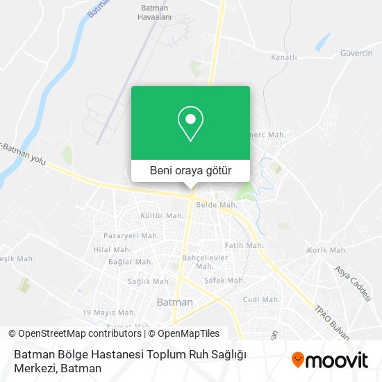 Batman Bölge Hastanesi Toplum Ruh Sağlığı Merkezi harita