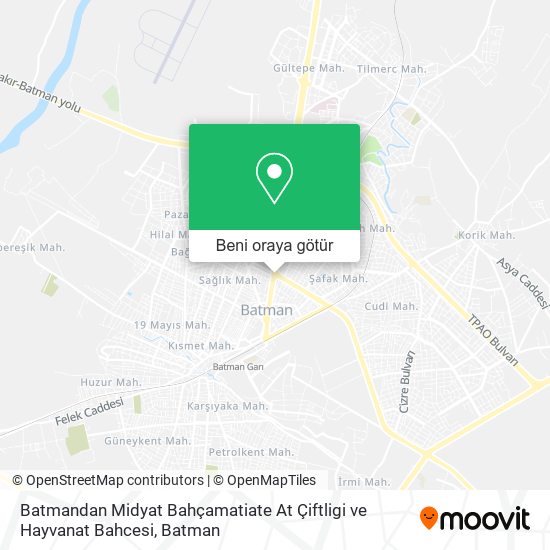 Batmandan Midyat Bahçamatiate At Çiftligi ve Hayvanat Bahcesi harita