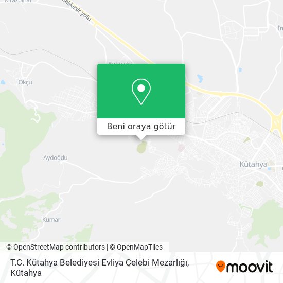 T.C. Kütahya Belediyesi Evliya Çelebi Mezarlığı harita