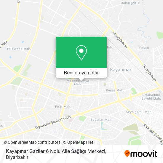 Kayapınar Gaziler 6 Nolu Aile Sağlığı Merkezi harita