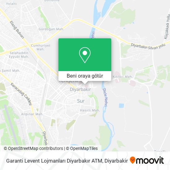 Garanti Levent Lojmanları Diyarbakır ATM harita