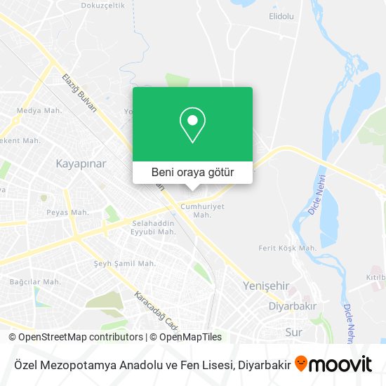 Özel Mezopotamya Anadolu ve Fen Lisesi harita