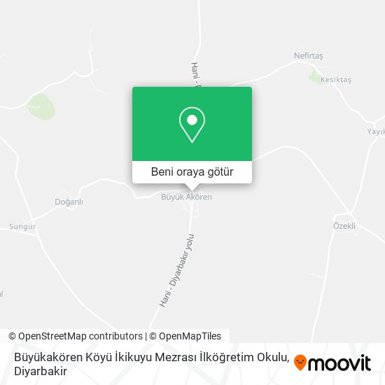 Büyükakören Köyü İkikuyu Mezrası İlköğretim Okulu harita