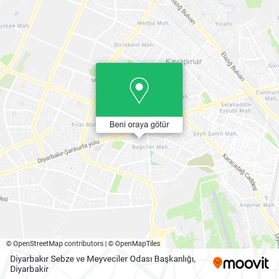 Diyarbakır Sebze ve Meyveciler Odası Başkanlığı harita