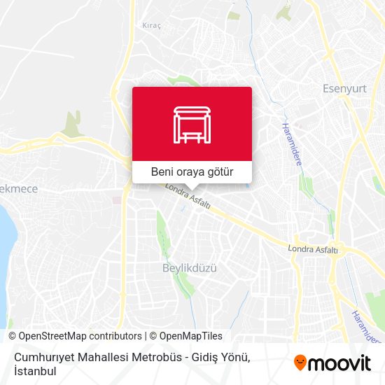 Cumhurıyet Mahallesi Metrobüs - Gidiş Yönü harita