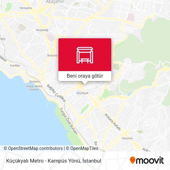 Küçükyalı Metro - Kampüs Yönü harita
