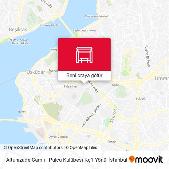 Altunizade Camii - Pulcu Kulübesi-Kç1 Yönü harita