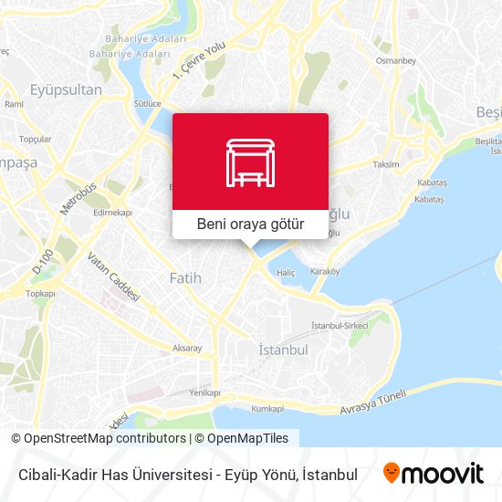 Cibali-Kadir Has Üniversitesi - Eyüp Yönü harita