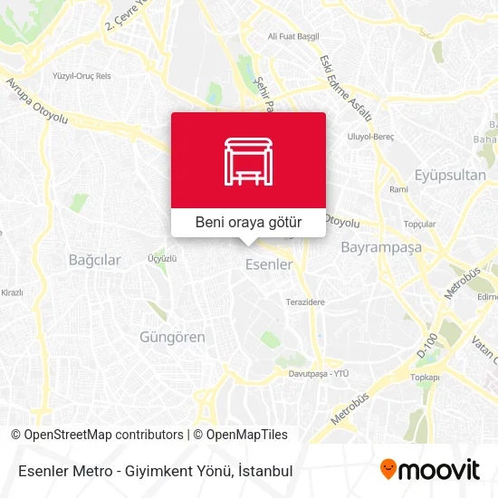 Esenler Metro - Giyimkent Yönü harita