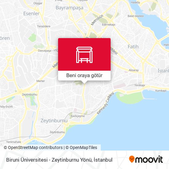 Biruni Üniversitesi - Zeytinburnu Yönü harita