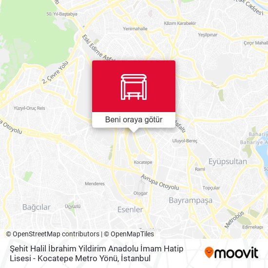 Şehit Halil İbrahim Yildirim Anadolu İmam Hatip Lisesi - Kocatepe Metro Yönü harita