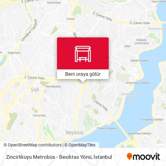 Zincirlikuyu Metrobüs - Besiktas Yönü harita