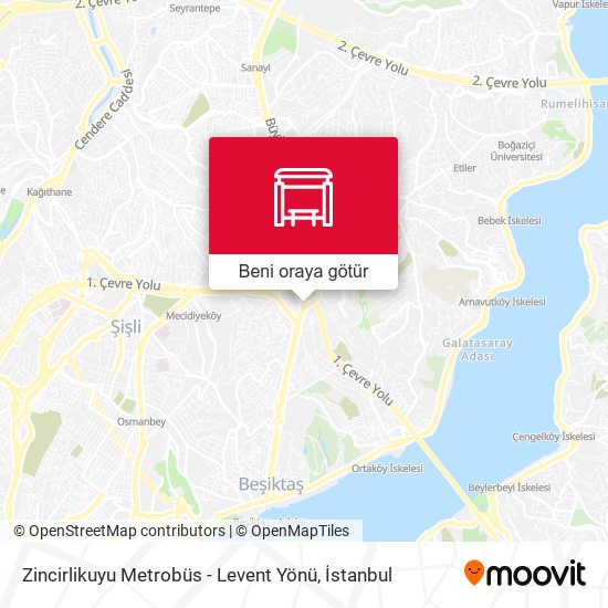 Zincirlikuyu Metrobüs - Levent Yönü harita