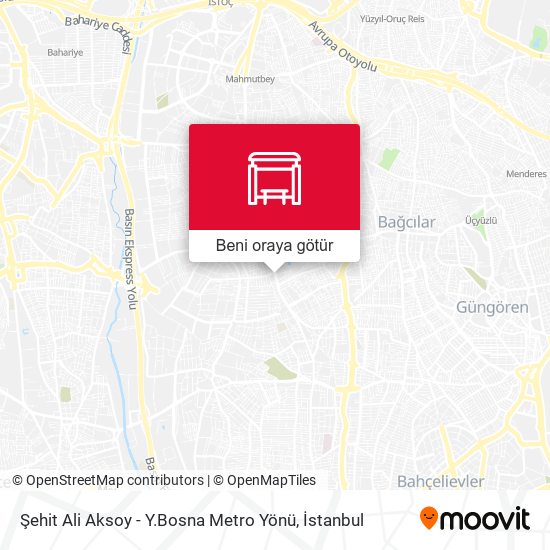Şehit Ali Aksoy - Y.Bosna Metro Yönü harita