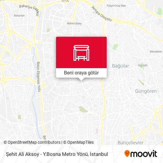 Şehit Ali Aksoy - Y.Bosna Metro Yönü harita