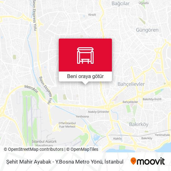 Şehit Mahir Ayabak - Y.Bosna Metro Yönü harita