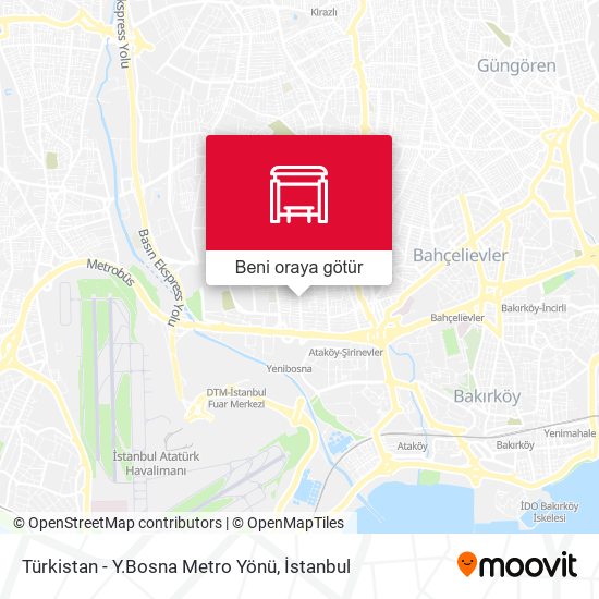 Türkistan - Y.Bosna Metro Yönü harita