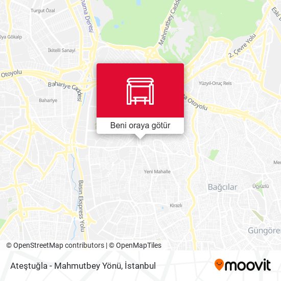 Ateştuğla - Mahmutbey Yönü harita