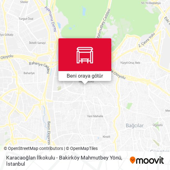 Karacaoğlan İlkokulu - Bakirköy Mahmutbey Yönü harita