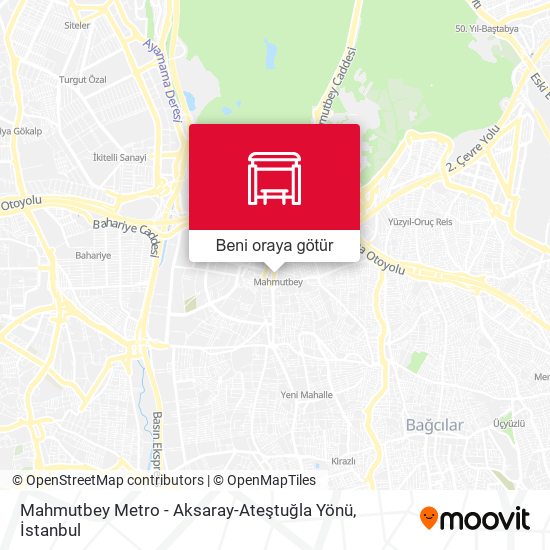 Mahmutbey Metro - Aksaray-Ateştuğla Yönü harita