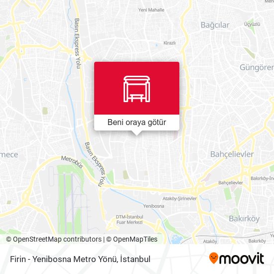 Firin - Yenibosna Metro Yönü harita