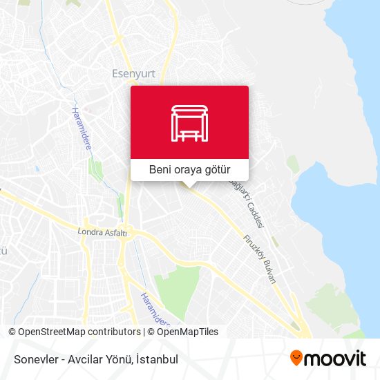 Sonevler - Avcilar Yönü harita
