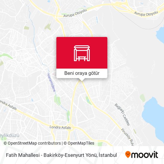 Fatih Mahallesi - Bakirköy-Esenyurt Yönü harita