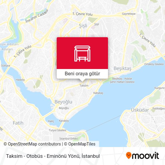 Taksim - Otobüs - Eminönü Yönü harita