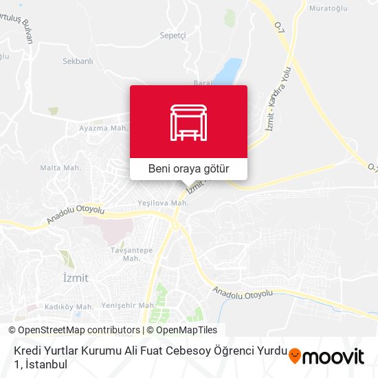 Kredi Yurtlar Kurumu Ali Fuat Cebesoy Öğrenci Yurdu 1 harita