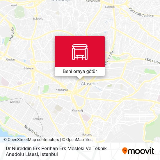 dr nureddin erk perihan erk mesleki ve teknik anadolu lisesi atasehir nerede otobus minibus dolmus tren veya metro ile nasil gidilir