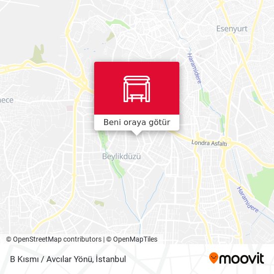 B Kısmı / Avcılar Yönü harita
