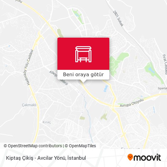 Kiptaş Çikiş - Avcilar Yönü harita