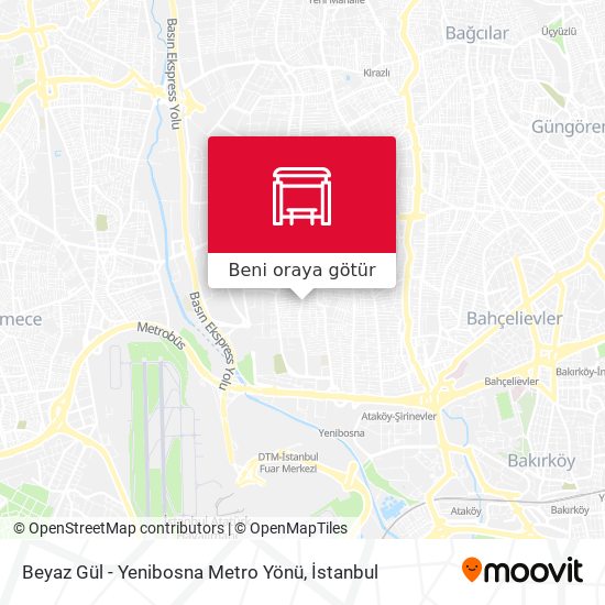 Beyaz Gül - Yenibosna Metro Yönü harita