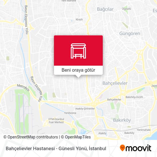 Bahçelievler Hastanesi - Günesli Yönü harita