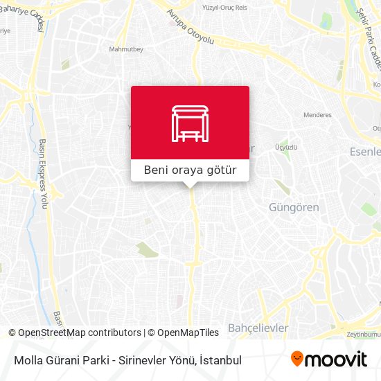 Molla Gürani Parki - Sirinevler Yönü harita