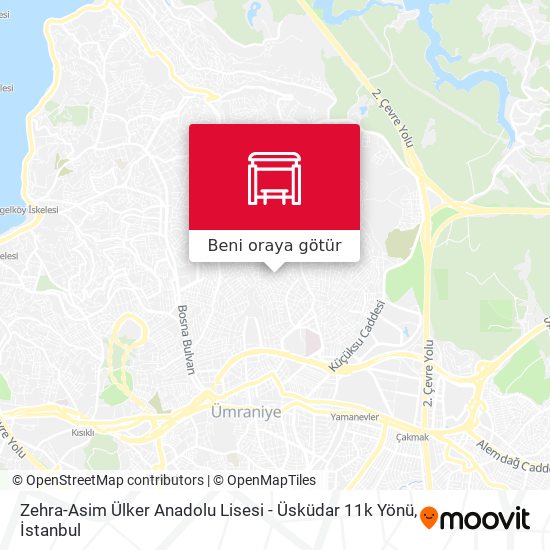 Zehra-Asim Ülker Anadolu Lisesi - Üsküdar 11k Yönü harita