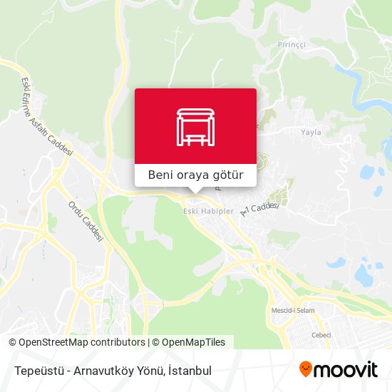 Tepeüstü - Arnavutköy Yönü harita