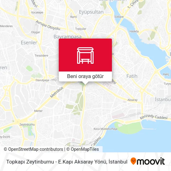 Topkapı Zeytinburnu - E.Kapı Aksaray Yönü harita